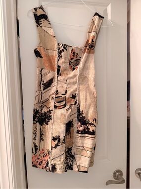 Urban Outfitters Beige Black Pink Floral Print Mini Dress